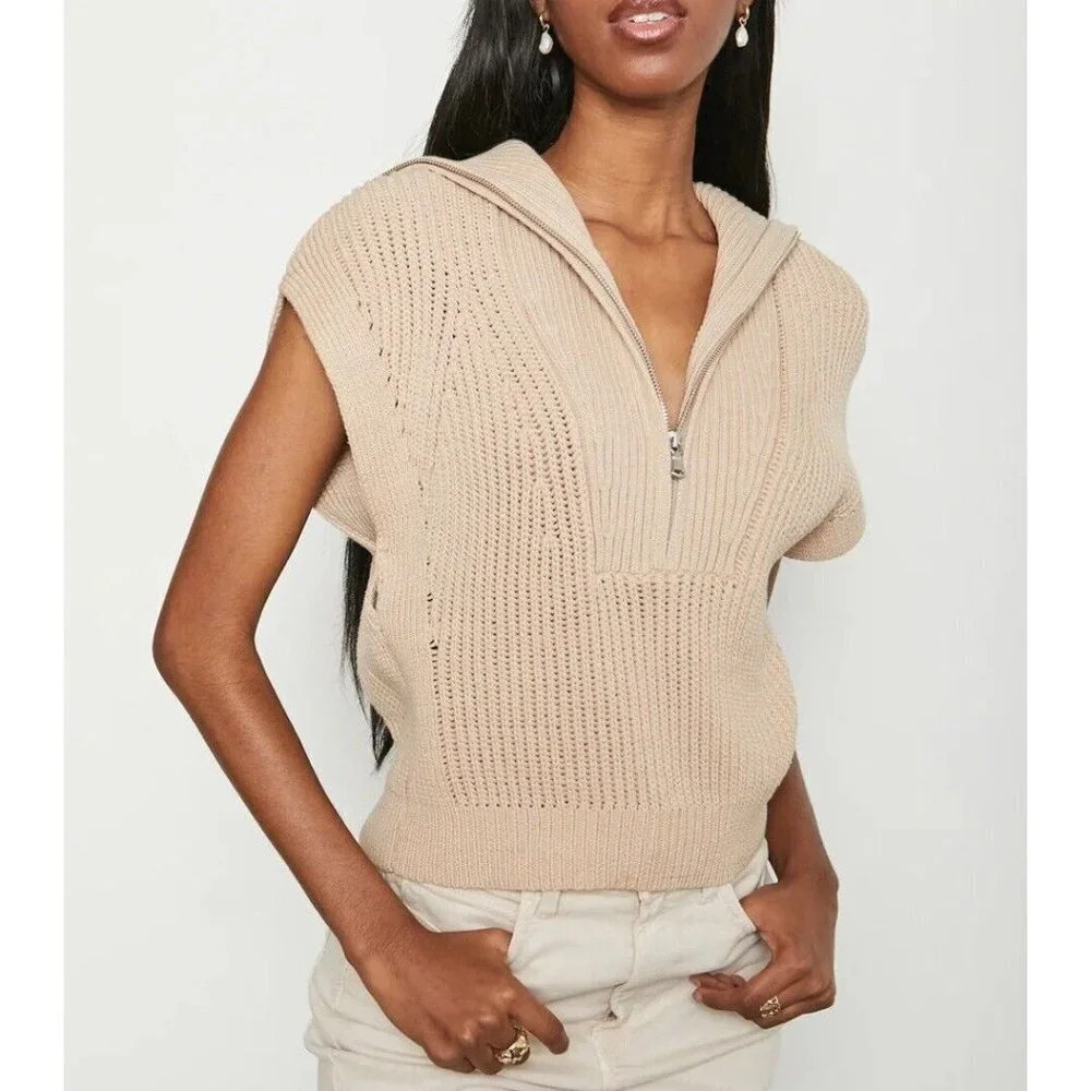 Bailey 44 Ron  Sweater Top Tan Sweater Vest Small Made in USA